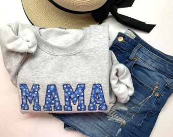 Mama Crewneck, Embroidered Mama Sweatshirt, Daisy Sweatshirt Trendy Fall Sweatshirt for Mom, Floral Mama, Maternity Sweatshirt For New Mom