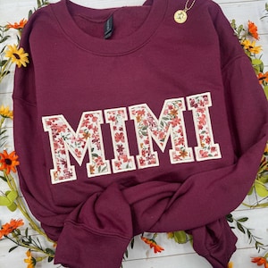 Embroidered Mimi Sweatshirt, Custom Embroidered Sweatshirt, Floral Sweatshirt, Personalized Mimi Sweatshirt, Christmas Gift for Mimi image 12