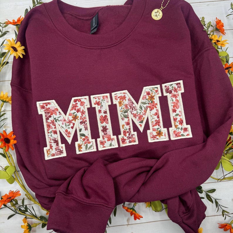 Embroidered Mimi Sweatshirt, Custom Embroidered Sweatshirt, Floral Sweatshirt, Personalized Mimi Sweatshirt, Christmas Gift for Mimi image 12