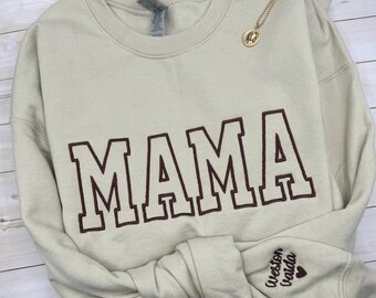 Mama Sweatshirt with Kids’ Names, Embroidered Mama Sweatshirt, Custom Mama Crewneck, Mother’s Day Gift, Christmas Gift for Mom