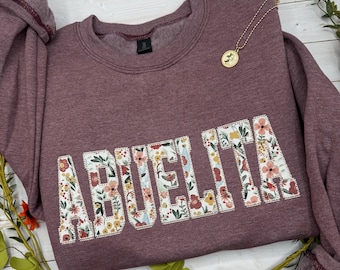 Embroidered Abuelita Sweatshirt, Grandma Sweatshirt, Gigi Sweatshirt, Mimi Sweatshirt, Mother's Day Gift, Christmas Gift