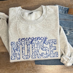 Custom Nurse Sweatshirt, Embroidered RN Crewneck, Register Nurse Appliqué Sweater, Nursing School Graduation Gift image 6