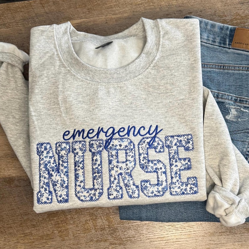 Custom Nurse Sweatshirt, Embroidered RN Crewneck, Register Nurse Appliqué Sweater, Nursing School Graduation Gift image 6