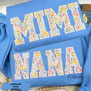 Embroidered Mimi Sweatshirt, Custom Embroidered Sweatshirt, Floral Sweatshirt, Personalized Mimi Sweatshirt, Christmas Gift for Mimi image 3