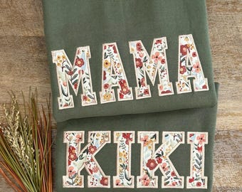 Embroidered Mama Sweatshirt, Customized Sweatshirt, Custom Text on Sweatshirt, Floral Sweatshirt, Personalized Sweater, Women Sweatshirt