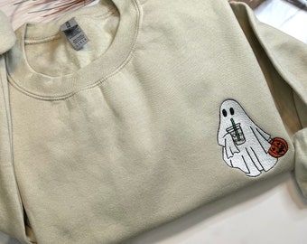 Embroidered Iced Coffee Ghost Sweatshirt