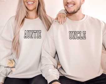 Embroidered Aunt and Uncle Sweatshirt, Auntie Sweatshirts, Uncle Sweatshirt, Pregnancy Reveal to Siblings, New Aunt Gift, New Uncle Gift