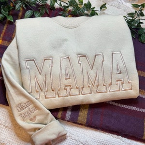 Embroidered Mama Sweatshirt, Varsity Mama Sweatshirt, Mama Crewneck, Embroidered Sweatshirt, Gift for Mom, Mother's Day Gift, Mama Pullover image 5