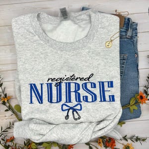 Embroidered Nurse Sweatshirt with Stethoscope, Custom Nurse Crewneck, Cute Nursing Student Sweatshirt, Nurse Gift, Graduation Sweatshirt