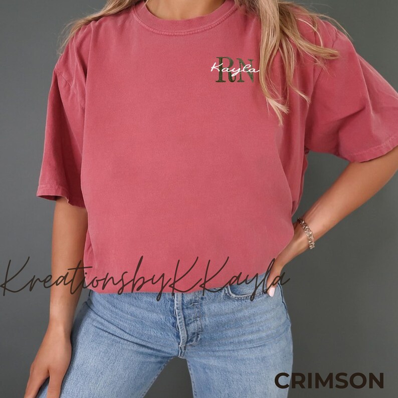 Embroidered Registered Nurse Shirt, Custom RN T-Shirt with Name, Personalized Nurse Grad Gift, Nursing School Tee, Comfort Colors Shirt bild 3