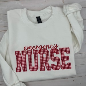 Custom Nurse Sweatshirt, Embroidered RN Crewneck, Register Nurse Appliqué Sweater, Nursing School Graduation Gift image 2