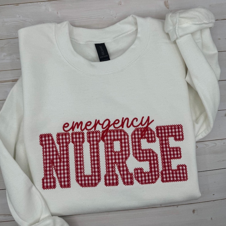 Custom Nurse Sweatshirt, Embroidered RN Crewneck, Register Nurse Appliqué Sweater, Nursing School Graduation Gift image 2
