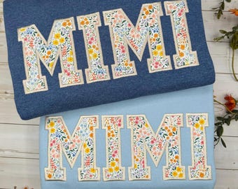 Embroidered Mimi Sweatshirt, Custom Embroidered Sweatshirt, Floral Sweatshirt, Personalized Mimi Sweatshirt, Christmas Gift for Mimi