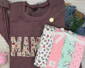 Embroidered Mama Keepsake Sweatshirt, Custom Baby Clothes Memory Sweater, Personalized Gift for Mom, Baby Outfit Keepsake, Mother’s Day Gift