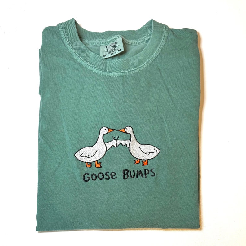 Embroidered Goose T-Shirt, Goose Shirt, Comfort Colors Shirt, Funny Goose Shirt, Embroidered Goose Shirt, Embroidered Shirt Unisex image 1