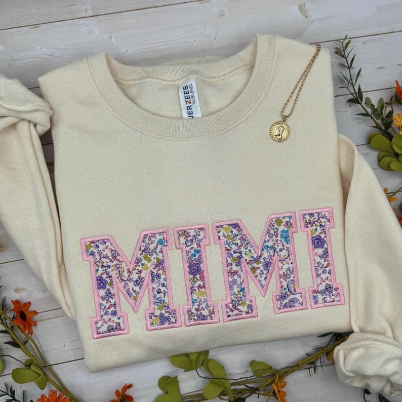 Embroidered Mimi Sweatshirt, Custom Embroidered Sweatshirt, Floral Sweatshirt, Personalized Mimi Sweatshirt, Christmas Gift for Mimi image 13