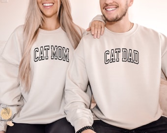 Cat Mom Sweatshirt, Embroidered Cat Mom Sweatshirt, Cat Mom Gift, Cat Dad Sweatshirt, Cat Dad Gift, Gift for Cat Lover, Cat Parent Crewneck