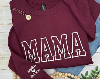 Embroidered Mama Sweatshirt, Personalized Mama Crewneck, Custom Mom Sweater, Cute Mama Pullover, Mother’s Day Gift, Birthday Gift for Mama