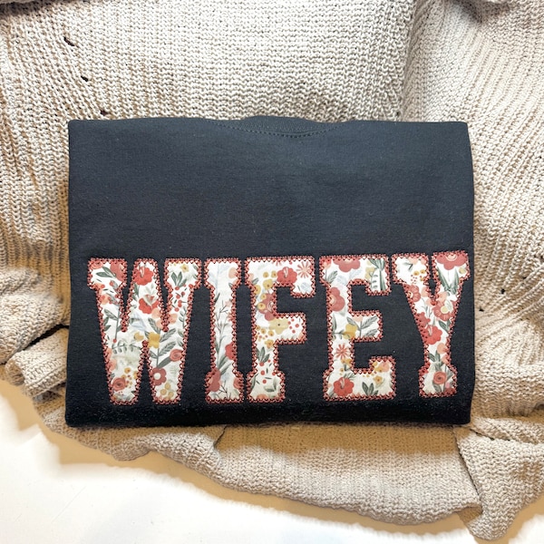 Wifey Sweatshirt, Embroidered Wife Sweatshirt, Personalized Gift, Gift for Bride, New Wife Sweatshirt, Newlywed Honeymoon Present