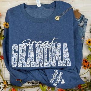 Great Grandma Sweatshirt, Embroidered Great Grandma Sweatshirt, Personalized Sweatshirt, Mother's Day Gift, New Great Grandma Gift,