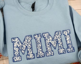 Mimi Sweatshirt, Embroidered Mimi Sweatshirt, Custom Sweatshirt, Personalized Gift, Embroidered Floral Sweatshirt, Pregnancy Announcement