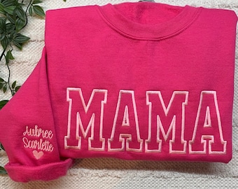 Embroidered Mama Sweatshirt, Varsity Mama Sweatshirt, Mama Crewneck, Embroidered Sweatshirt, Gift for Mom, Mother's Day Gift, Mama Pullover