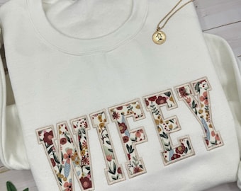 Embroidered Wifey Sweatshirt, Personalized Wifey Sweatshirt, Bridal Shower Gift, Gift for the Bride, Newlywed Honeymoon Present, Wifey Gift