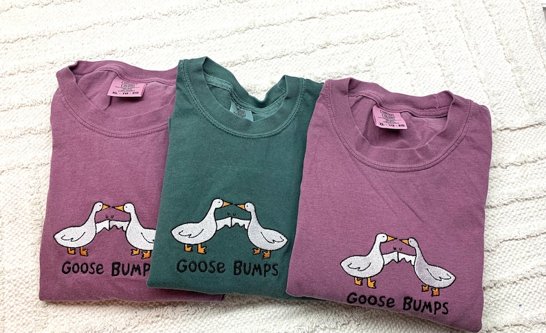 Embroidered Goose T-Shirt, Goose Shirt, Comfort Colors Shirt, Funny Goose Shirt, Embroidered Goose Shirt, Embroidered Shirt Unisex image 5