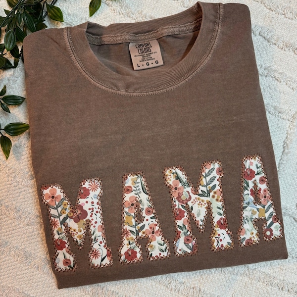 Embroidered Mama Shirt, Comfort Color Tee, Neutral Mama Shirt, Simple Mama Shirt, Gifts for MoM, Shirt for Mama, Mama Applique Shirt