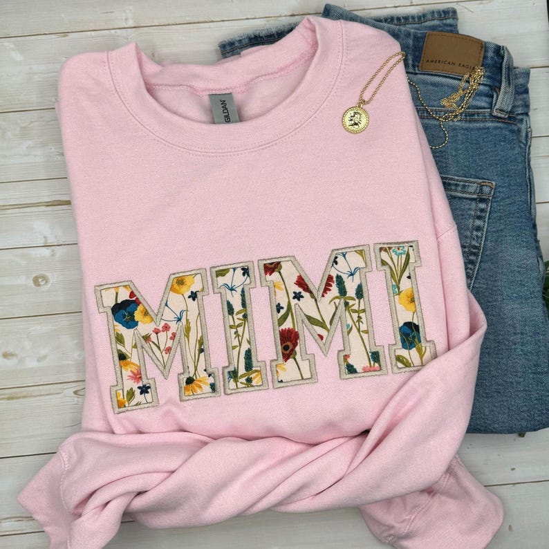 Embroidered Mimi Sweatshirt, Custom Embroidered Sweatshirt, Floral Sweatshirt, Personalized Mimi Sweatshirt, Christmas Gift for Mimi image 6