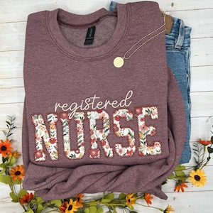 Registered Nurse Sweatshirt, Embroidered Nurse Sweatshirt, RN Sweatshirt, Nurse Graduation Gift, Nurse Appreciation Gift, Gift for Nurse