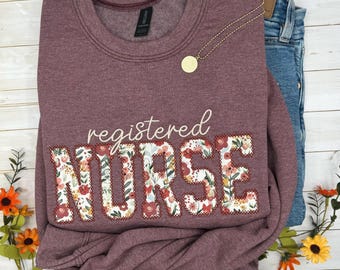 Registered Nurse Sweatshirt, Embroidered Nurse Sweatshirt, RN Sweatshirt, Nurse Graduation Gift, Nurse Appreciation Gift, Gift for Nurse