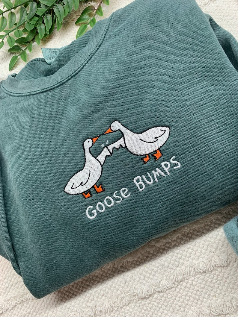 Comfort Colors Goose Bump Sweatshirt, Embroidered Goose Sweatshirt Crewneck Funny Goose Crewneck, Goose Bump Pullover, Unisex Sweatshirt image 3