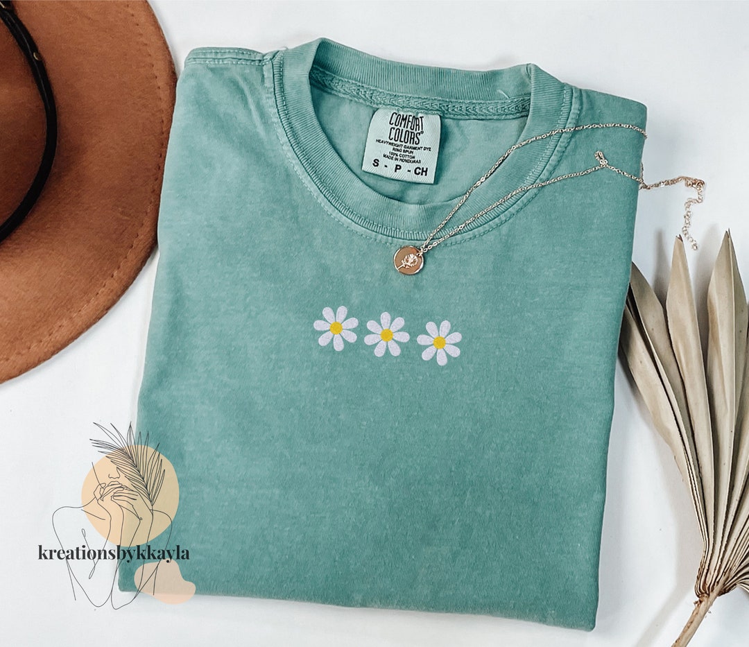 Embroidered Daisy Shirt, Personalized Gift, Cute Daisy Flower T-shirt ...