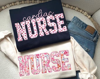 Cardiac Nurse Sweatshirt, Embroidered Nurse Sweatshirt, Custom Cardiology Sweatshirt, Heart Nurse Gift, Cardiology Nurse Sweatshirt