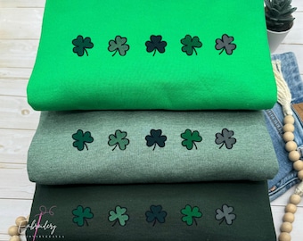 Embroidered Shamrock Sweatshirt, St Patrick’s Day Crewneck, Mini Lucky Irish Clover Sweatshirt