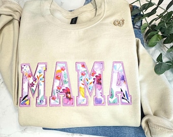 Embroidered Mama Sweatshirt, Custom Mama Crewneck, Personalized Gift for Mom, New Mom Gift, Mother's Day, Birthday Sweatshirt