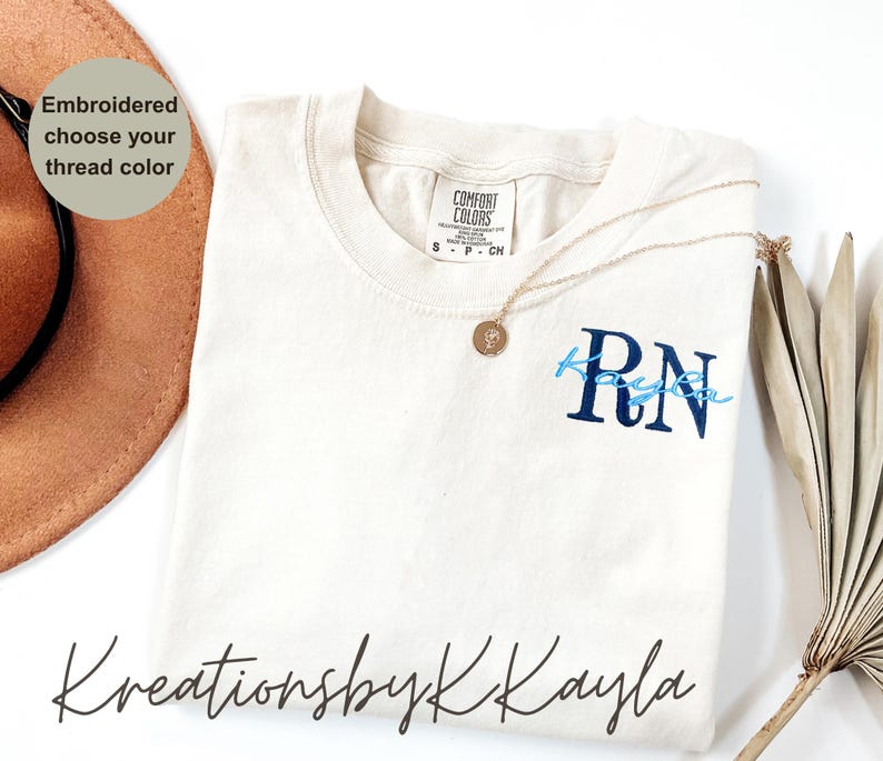 Embroidered Registered Nurse Shirt, Custom RN T-Shirt with Name, Personalized Nurse Grad Gift, Nursing School Tee, Comfort Colors Shirt bild 8