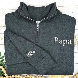 SYTD⭐️PAPA Custom Papa Sweatshirt, Custom Embroidered Papa Quarter Zip
