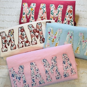 Custom Mama Shirt, Embroidered Mama Shirt, Personalized T Shirt, Spring Summer Trendy Comfort Color Tee, Cute Floral Shirt, Gift for Mom