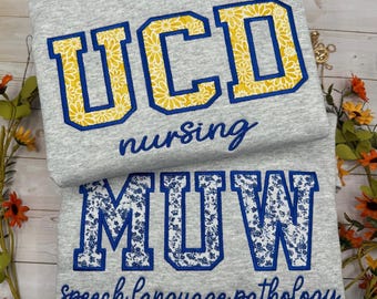 Custom College Mascot Sweatshirt, Embroidered College Initials Crewneck, School Pride, Graduation Gift, Personalized College Sweatshirt