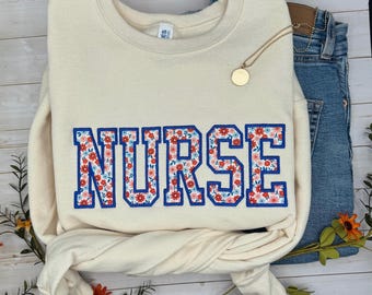 Registered Nurse Sweatshirt, Embroidered Nurse Sweatshirt, RN Sweatshirt, Nurse Graduation Gift, Nurse Appreciation Gift, Gift for Nurse