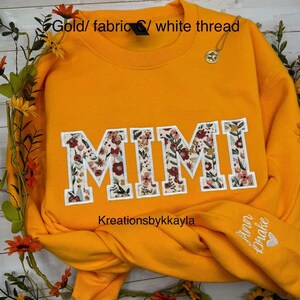 Embroidered Mimi Sweatshirt, Custom Embroidered Sweatshirt, Floral Sweatshirt, Personalized Mimi Sweatshirt, Christmas Gift for Mimi image 7