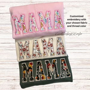 Embroidered Mama Sweatshirt, Personalized Floral Mom Crewneck, Custom Mama Sweater, Gift for Mom, Custom Embroidery Pullover, New Mom Gift