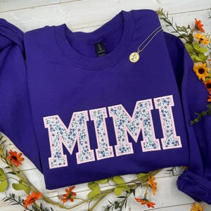Embroidered Mimi Sweatshirt, Custom Embroidered Sweatshirt, Floral Sweatshirt, Personalized Mimi Sweatshirt, Christmas Gift for Mimi image 9