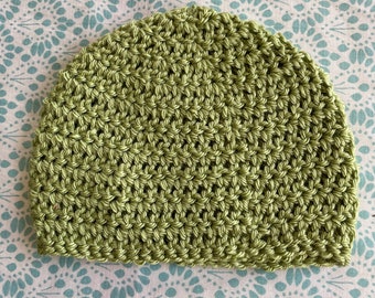 August: Peridot 3-6 month sized Crochet Beanie
