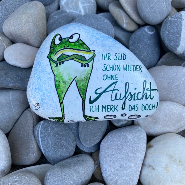Frosch Aufsicht | handbemalter Stein mit Acrylfarbe | Glücksbringer | Mitbringsel | lackiert | giveaway