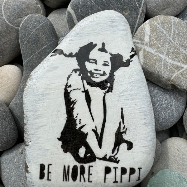 Be more Pippi | handbemalter Stein mit Acrylfarbe | Glücksbringer | Mitbringsel | lackiert | giveaway