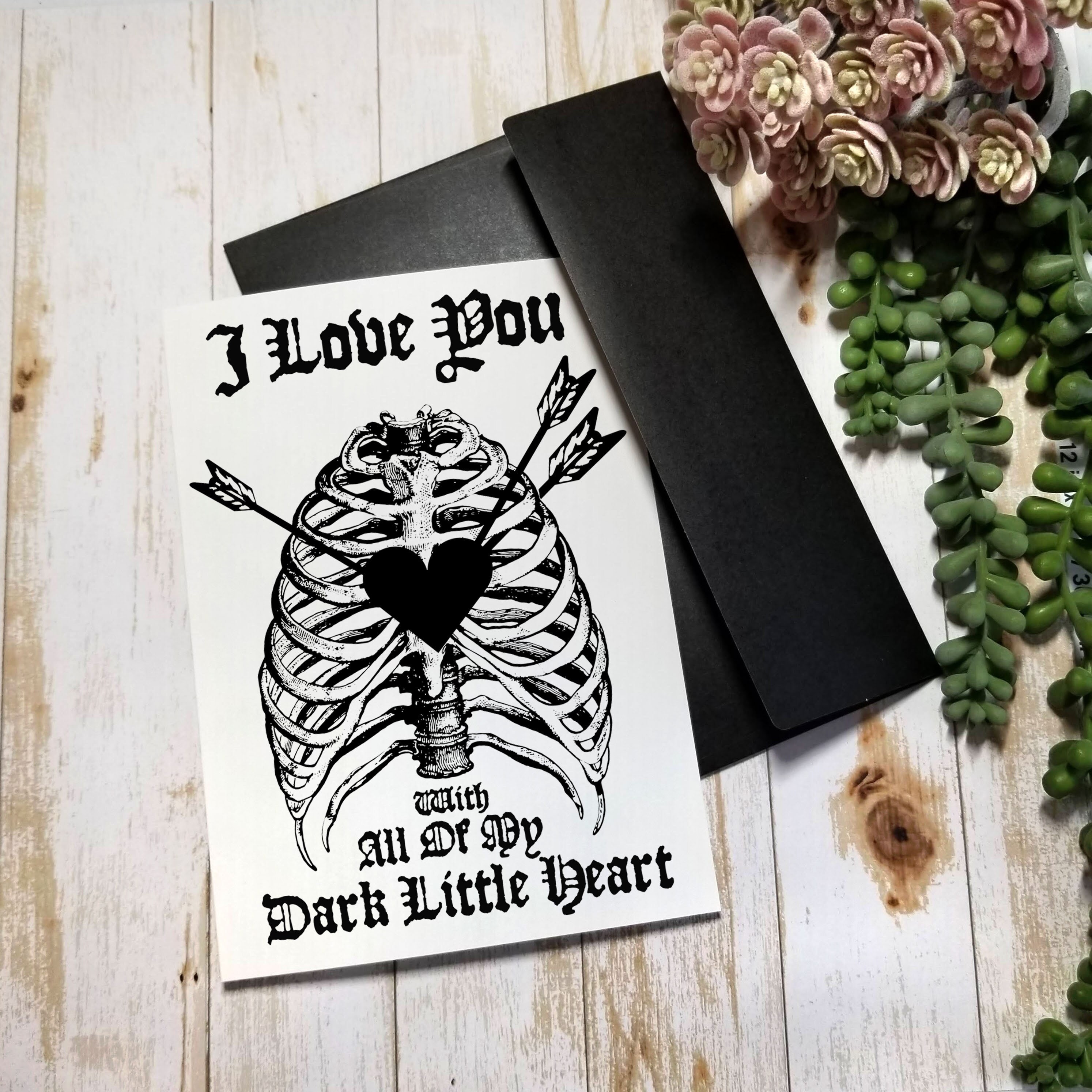 VALENTINE CARD 5X7 Gothic Greeting Card Dark Heart 