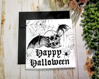 HALLOWEEN CARD | 5X5 Gothic Greeting Card  |  Happy Halloween ol' Bat